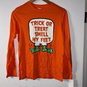 NEW OshKosh Orange Halloween T-Shirt Size 12 Glows in Dark Novelty Long Sleeve